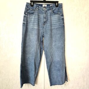 Kensie True Vintage Womens 8 Jeans Blue Denim Wide Leg Cropped Baggy Split Hem